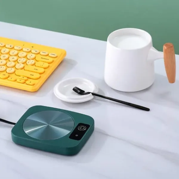 Kopvarmer>Kaffekopvarmer, 55℃ Smart konstant temperatur koppude USB-drevet mælkekopvarmerpude, velegnet til hjemmekøkken og kontor (grøn)