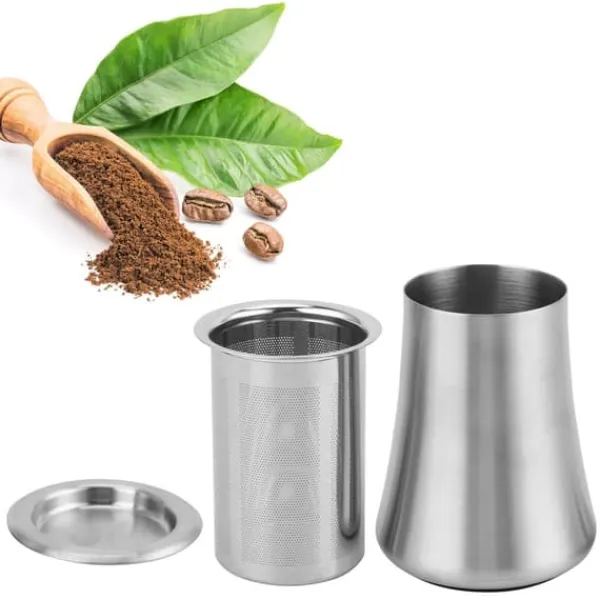 Tefiltre>Kaffepulversigte 304 Rustfrit Stål Pulversigtebeholder Hjem Filter Kop Slibefarve