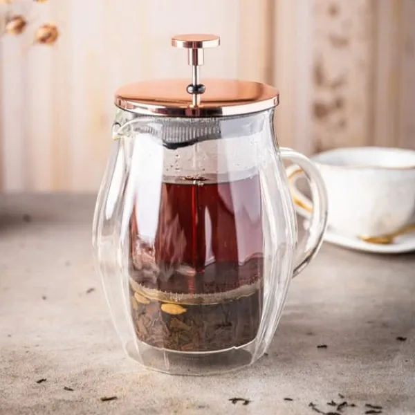 Tebryggere>Kaffe/temaskine 0,60L fransk presse rosa guld KLAUSBERG KB-7722