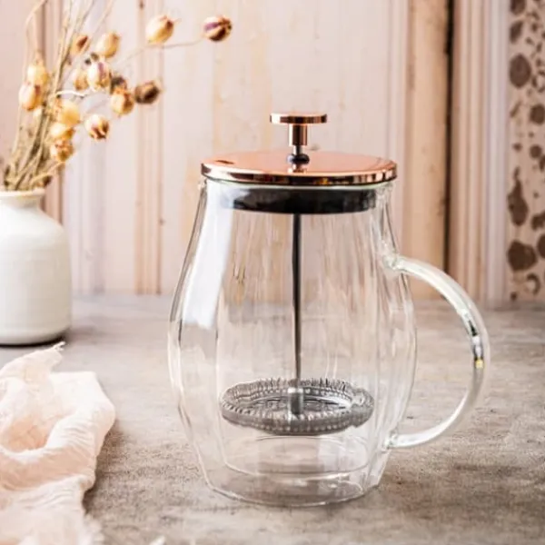 Tebryggere>Kaffe/temaskine 0,60L fransk presse rosa guld KLAUSBERG KB-7722