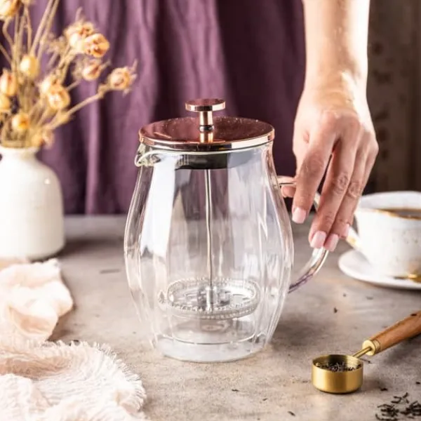 Tebryggere>Kaffe/temaskine 0,60L fransk presse rosa guld KLAUSBERG KB-7722