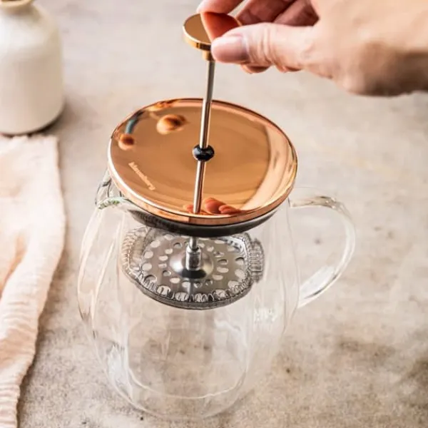 Tebryggere>Kaffe/temaskine 0,60L fransk presse rosa guld KLAUSBERG KB-7722