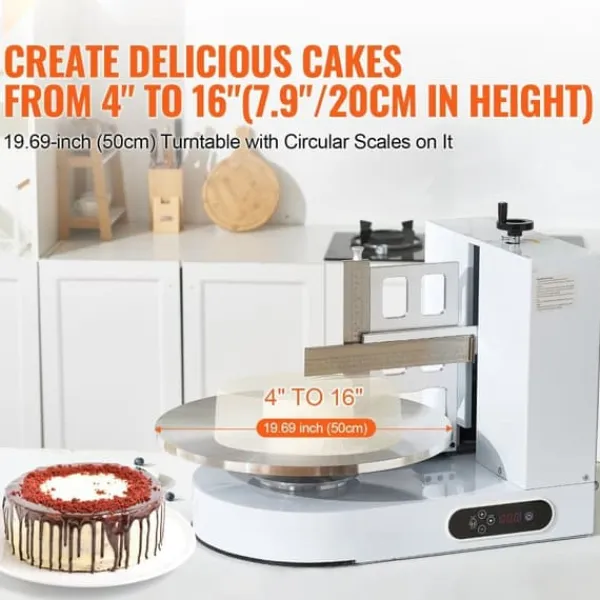 Kage dekorationsmaskine, 4 til 16 kage frosting spredning, hvid, nem at bruge, perfekt til festlige arrangementer New