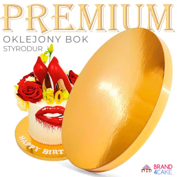 Serveringsfad & Skåle>Kagebrætbund Guld 26 cm 2 cm Sæt 10 stk. Kagetromle Rund Premium Brand4Cake