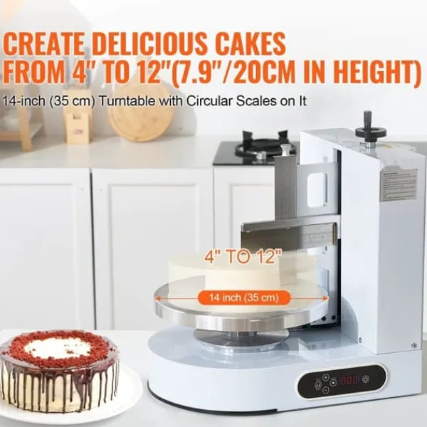 Kagedekorationsmaskine, Frosting Spreader til 4 - 12 Kager, Justerbar bredde, Ergonomisk greb, Let at rengøre Clearance