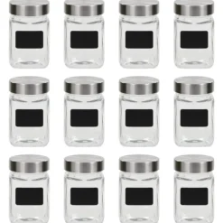 Kagedåser - Living opbevaringsglas med etiket 12 stk. 300 ml Outlet