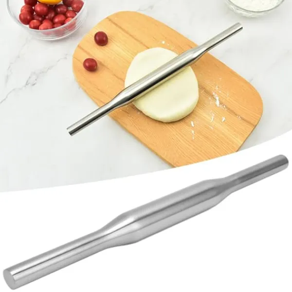 Kagerulle bagt 304 rustfrit stål bærbar professionel pizzadejrulle til hjemmekøkken Længde 33,6 cm Clearance