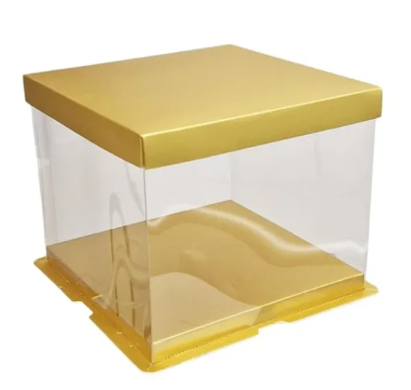Kageæske GULD 30x30x18cm HØJ Hot