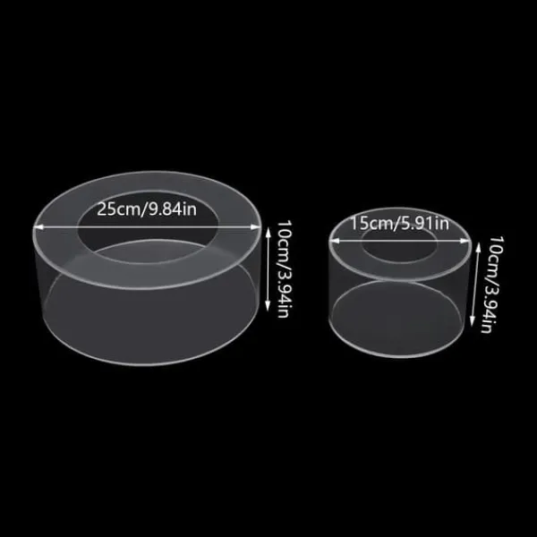 Kagestativ og kageopsats - Kagedisplay Sæt - 2-pak - Rund - 25×10 cm + 15×10 cm - Tykkelse 3 mm - Plast - Klar New