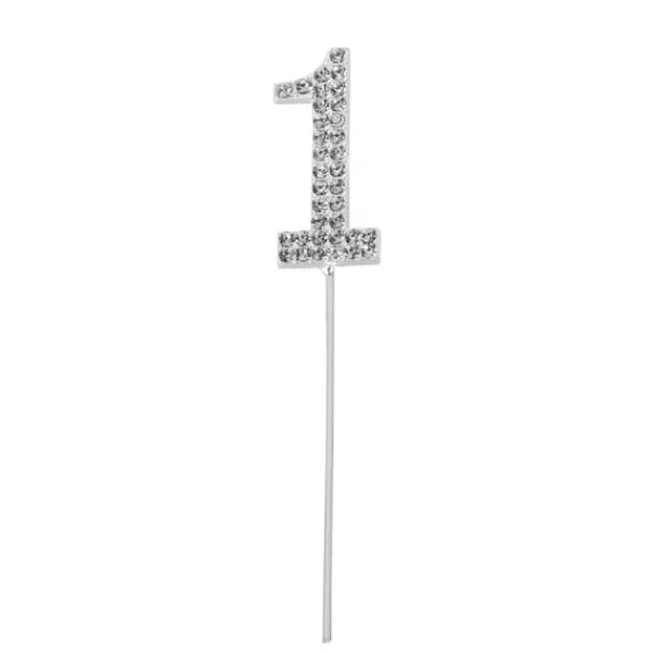 Udstyr Til Kagedekoration>Kagetopper med ZIRCONS SILVER nummer "1"