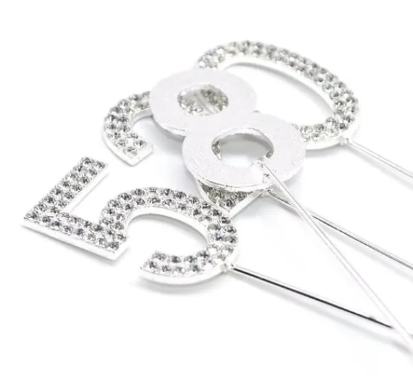 Udstyr Til Kagedekoration>Kagetopper med ZIRCONS SILVER nummer "1"