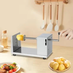 Kartoffel Twister - Spiral Slicer - 430 Rustfrit Stål - Plast - Spiralchips/Tornado - Til Kartofler & Grøntsager - CE/EU - Sølv New