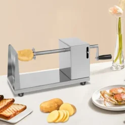 Kartoffel Twister - Spiral Slicer - 430 Rustfrit Stål - Plast - Spiralchips/Tornado - Til Kartofler & Grøntsager - CE/EU - Sølv New