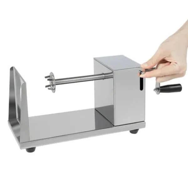 Kartoffel Twister - Spiral Slicer - 430 Rustfrit Stål - Plast - Spiralchips/Tornado - Til Kartofler & Grøntsager - CE/EU - Sølv New