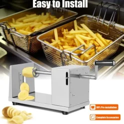 Kartoffel Twister - Spiral Slicer - 430 Rustfrit Stål - Plast - Spiralchips/Tornado - Til Kartofler & Grøntsager - CE/EU - Sølv New