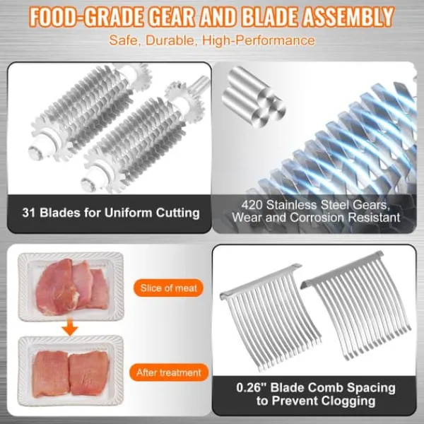 Kødskivere>Kødkølle, 31 Blade, Rustfrit Stål, Brugervenligt Design
