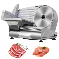 Kødskærer, 180 W elektrisk Deli Food Slicer med 7,5" rustfrit stål klinge. Justerbar tykkelse til skæring af kød, brød, skinke og ost. Let at rengøre. | CDON Outlet