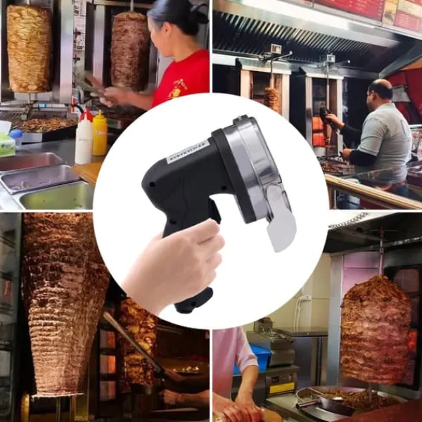 Elektriske Knive>Kebab Skærer, 80W, 220V~240V, 23*16*13 cm, EU Stik Type, 1-8 mm Skæredybde