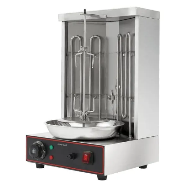 Kebab-/Gyrosgrill - Elektrisk Vertikalt Rotisseri - 3000W - 2 Brændere - 50–300°C - 220V - 10 kg Kapacitet - Rustfrit Stål 201 Online