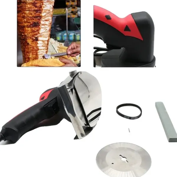 Kødskivere>Kebabskærer, 80W, 220V-230V, 3000 RPM, Klinge Diameter 10 cm, Skærevne 1-8 mm