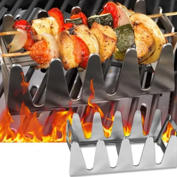 Kebabställ i rostfritt stål Shish Kebabspettställ Universalhållare för grillspett Grilltillbehör Best