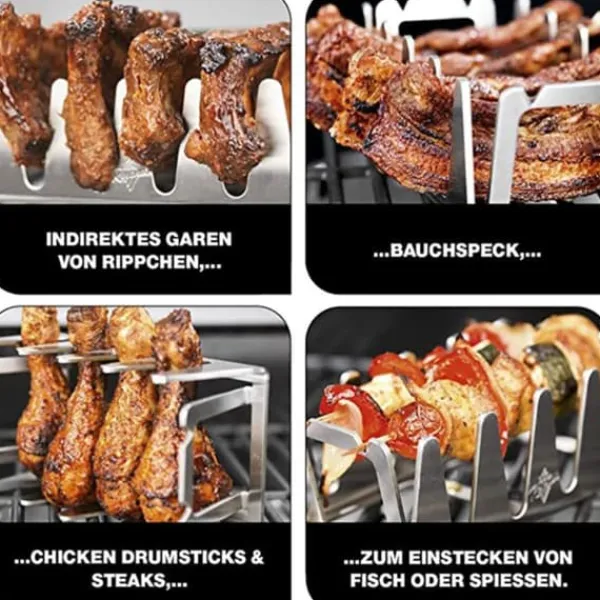 Kebabställ i rostfritt stål Shish Kebabspettställ Universalhållare för grillspett Grilltillbehör Best