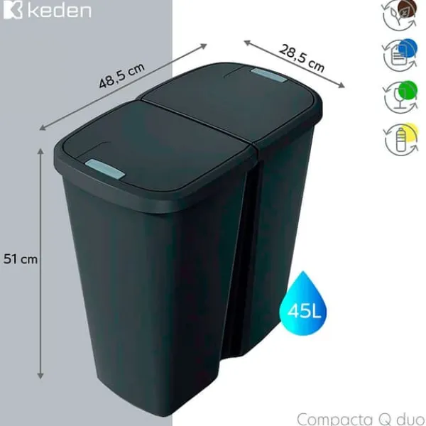 Skraldespande & Papirkurve>Keden Genbrugsskraldespand Compacta Q 48x28x51 Cm