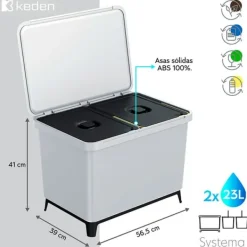 Keden Genbrugsskraldespand 2x23l Systema 56x39x41 Cm Søvfarvet Discount