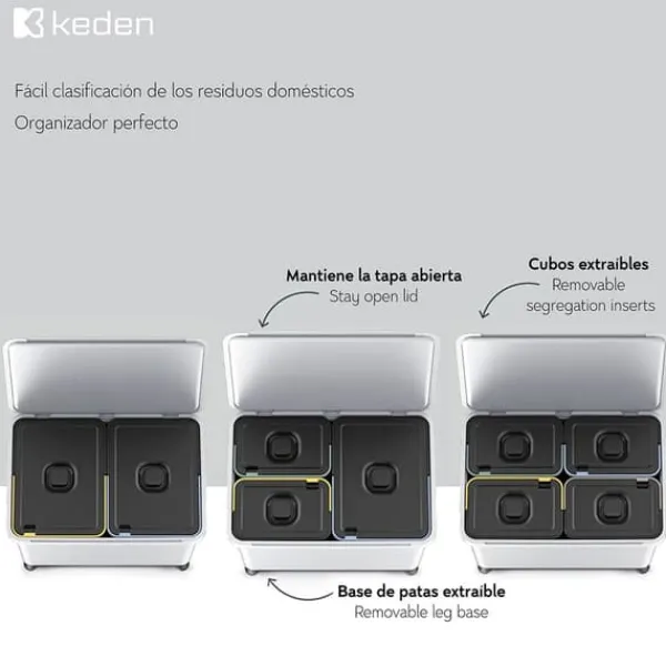 Keden Genbrugsskraldespand 2x23l Systema 56x39x41 Cm Søvfarvet Discount