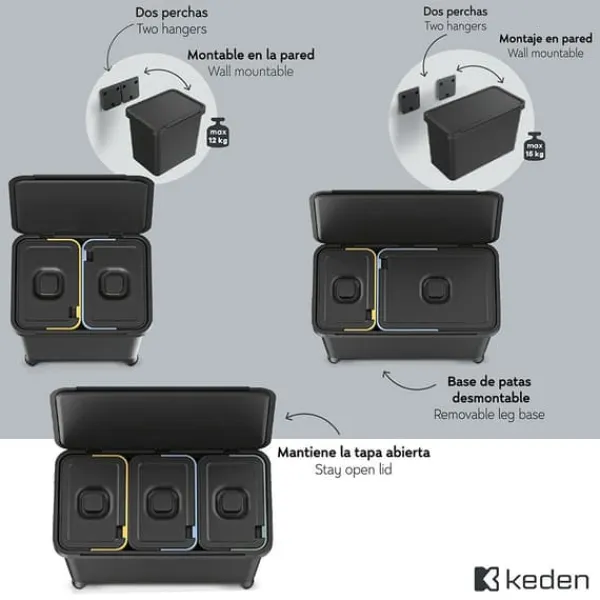 Keden Genbrugsskraldespand 1x10l+1x23l Systema 57x29x41 Cm Transparent Outlet