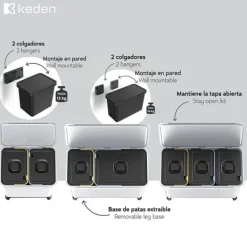 Keden Genbrugsskraldespand 1x10l+1x23l Systema 57x29x41 Cm Søvfarvet Clearance