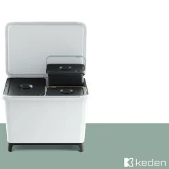 Keden Genbrugsskraldespand 1x10l+1x23l Systema 57x29x41 Cm Søvfarvet Clearance