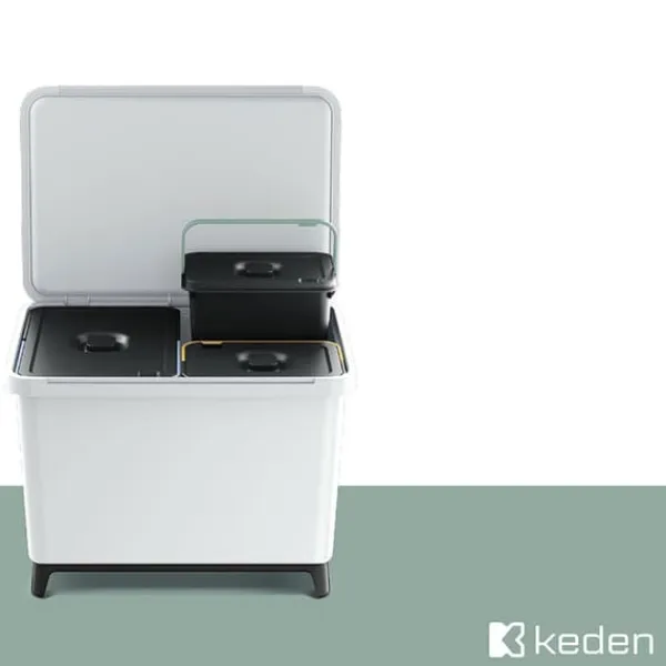 Keden Genbrugsskraldespand 1x10l+1x23l Systema 57x29x41 Cm Søvfarvet Clearance
