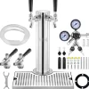 Ølhaner>Kegerator tårnsæt med dobbeltthaner & rustfrit stål - øltårndispenser, W21.8 regulator & S-System