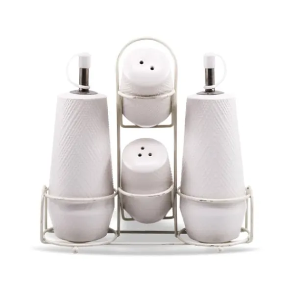 Olie- & Eddikebeholdere>Keramisk krydderisæt 5 styk MAESTRO WHITE MR-20002-04S