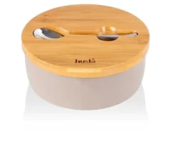 KERAMISK SUKKERSKÅL MED SKE HUSLA HYGGE Outlet