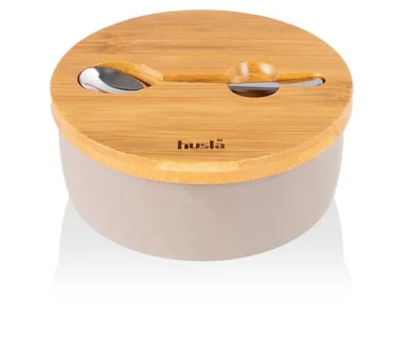KERAMISK SUKKERSKÅL MED SKE HUSLA HYGGE Outlet