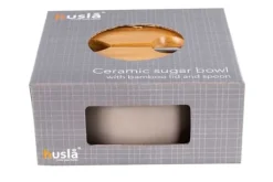 KERAMISK SUKKERSKÅL MED SKE HUSLA HYGGE Outlet