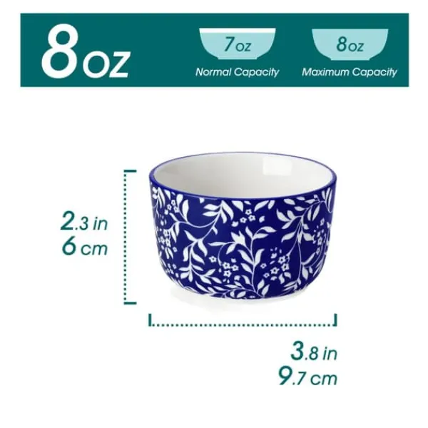 Keramiske ramekiner, høj temperaturmodstand, unikt håndmalet design,8oz 6 Stykke Outlet