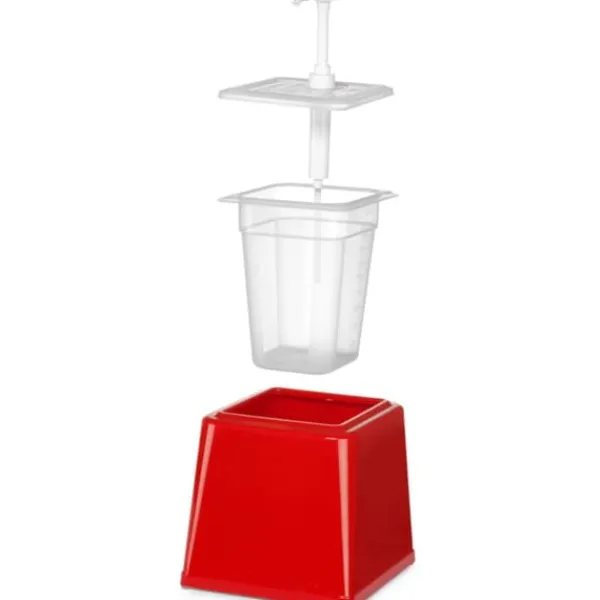 Ketchup sauce dispenser med pumpe 2,5 l rød - Hendi 203521 Best