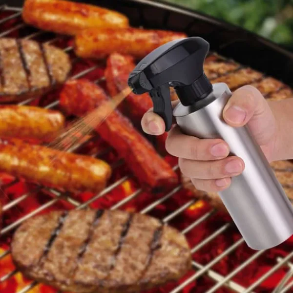 Olie- & Eddikebeholdere>Køkken 304 Rustfrit Stål Oliesprøjte Dispenser Olivenolie Sprayflaske Madlavning Grillværktøj