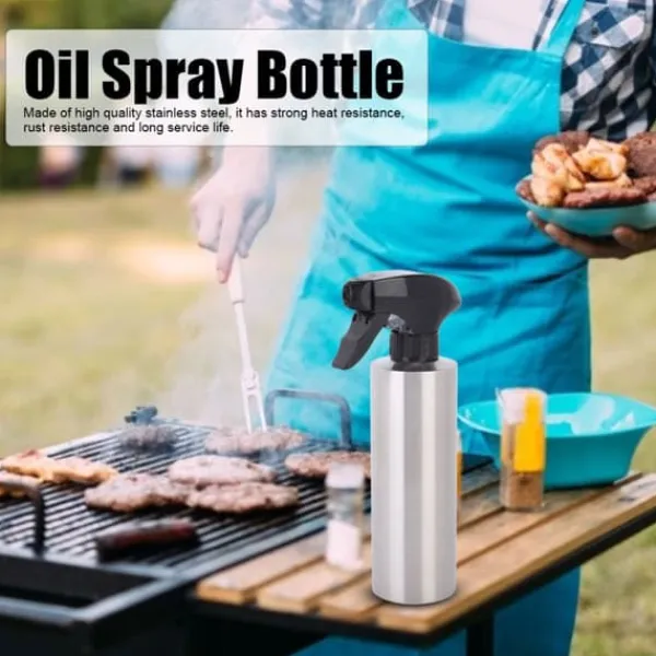 Olie- & Eddikebeholdere>Køkken 304 Rustfrit Stål Oliesprøjte Dispenser Olivenolie Sprayflaske Madlavning Grillværktøj