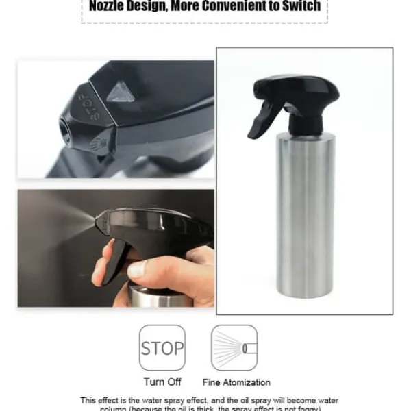 Olie- & Eddikebeholdere>Køkken 304 Rustfrit Stål Oliesprøjte Dispenser Olivenolie Sprayflaske Madlavning Grillværktøj