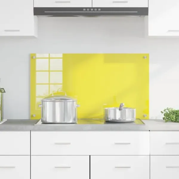 Køkken bagvæg i hærdet glas - Modern Design | Størrelse: 90 x 50 x 0.6 cm | Farve: Gul