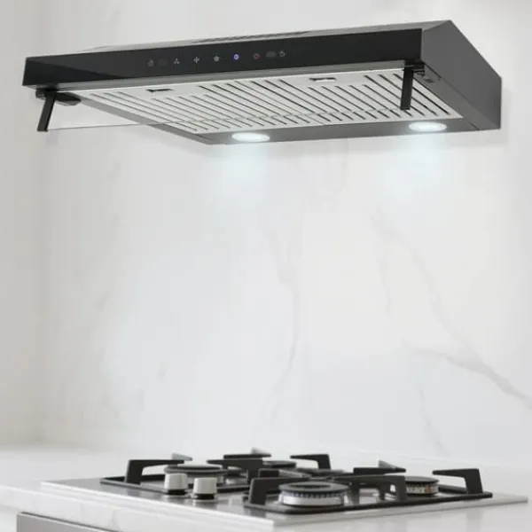 Emhætter>Køkkenemhætte 60 cm - Underbygget/Væghængt - Touch- & Geststyring - Op til 715 CFM - Støjniveau 55 dB - Motor 2x100 W - LED 6500K