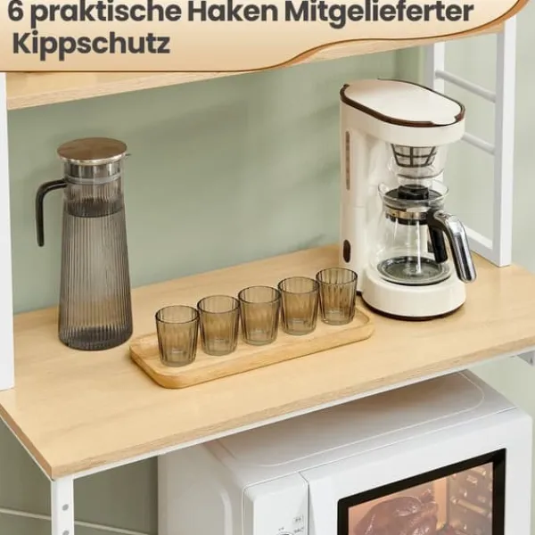 Opbevaringskroge & Hylder>Køkkenhylde med fatninger – Gylden eg – Sky hvid
