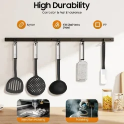 Køkkenredskabssæt - 40 dele - Nylon & rustfrit stål - Varmebestandigt - Skånsom mod non-stick - Med ophæng - Sort Outlet