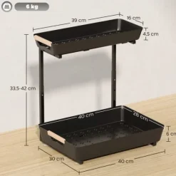 Køkkenreol – højdejusterbart reolsystem med 2 kurve, kaffestation 40×30×33,5–42 cm Online
