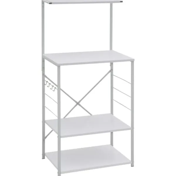 Køkkenreol med 4 hylder til mikroovn | Materiale: Konstrueret træ | Farve: Hvid | Størrelse: 60x39,6x123 cm