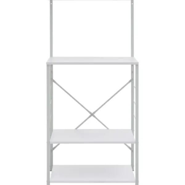 Køkkenreol med 4 hylder til mikroovn | Materiale: Konstrueret træ | Farve: Hvid | Størrelse: 60x39,6x123 cm